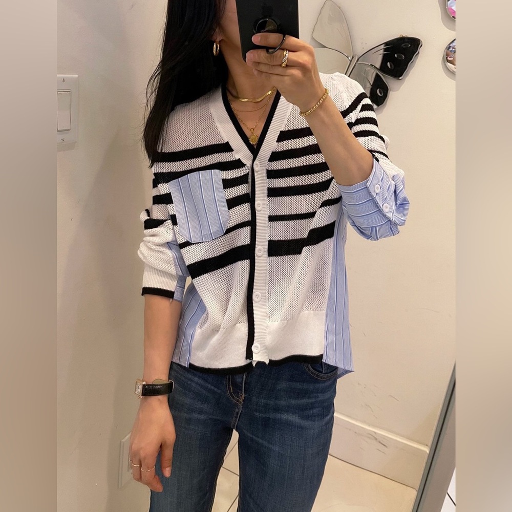 Stripes shirt combo cardigan